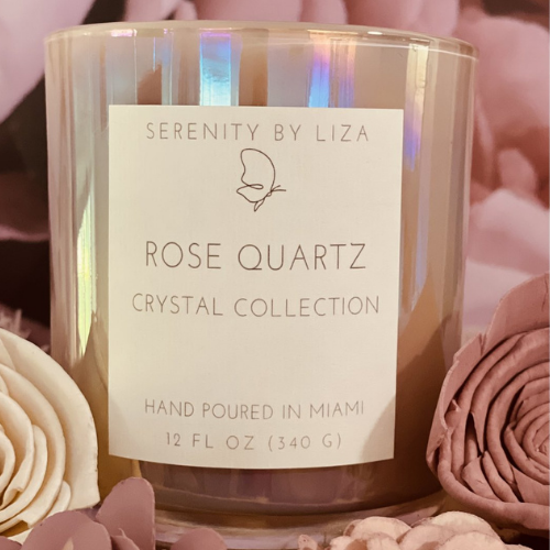 Rose Quartz Crystal Candle